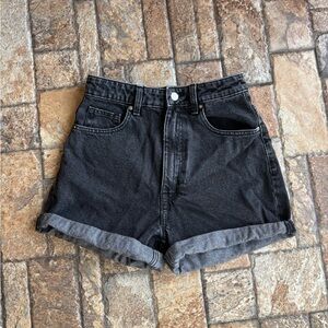 ZARA black denim high rise mom shorts